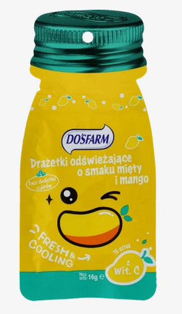 Drażetki odświeżające mięta + mango, DOSFARM 16 g